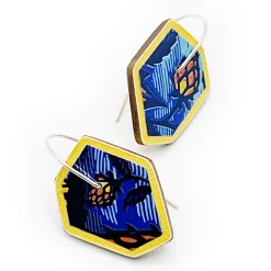 Tomfoolery Brew Recycled Aluminium Drop Earrings in Blue Clearance