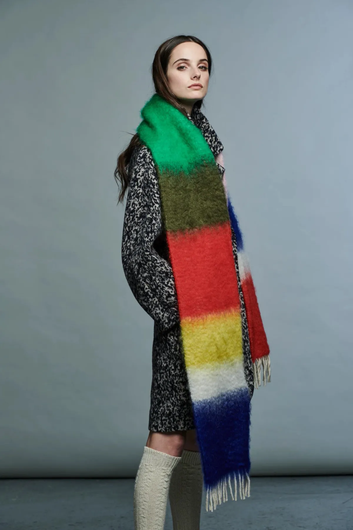 Tomfoolery Bright Colour Stripe Wool and Mohair Scarf Discount