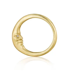 Tomfoolery Bright Cut Diamond Pavé Crescent Moonface Ring Sale