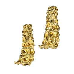 Tomfoolery Brut Gold Croco Curved Earrings New