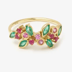 Tomfoolery Camélia Emerald, Sapphire & Ruby Ring Discount