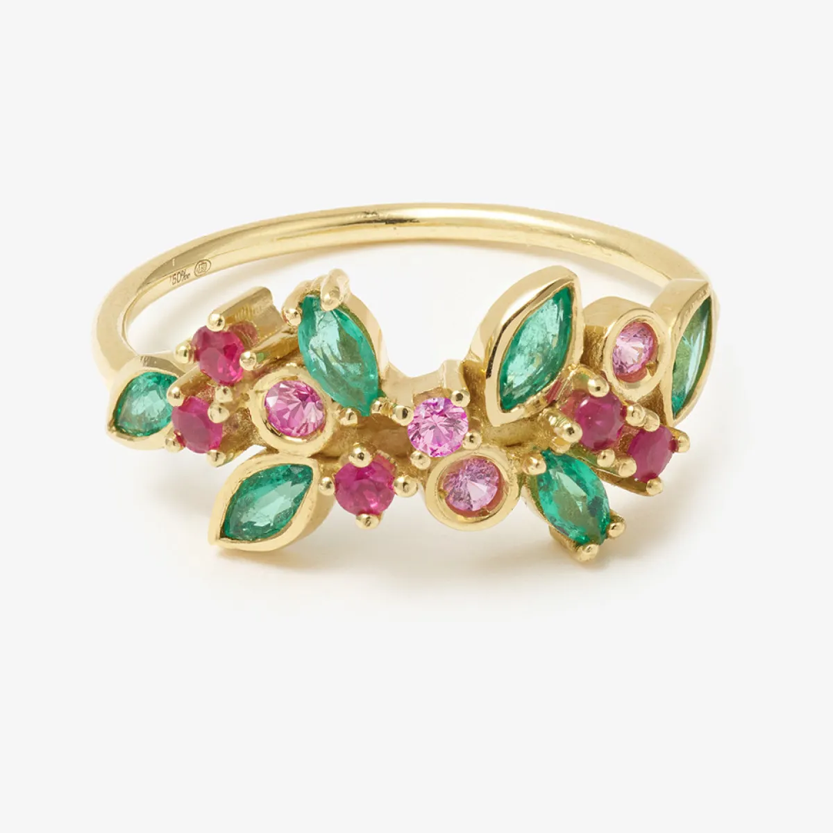 Tomfoolery Camélia Emerald, Sapphire & Ruby Ring Discount