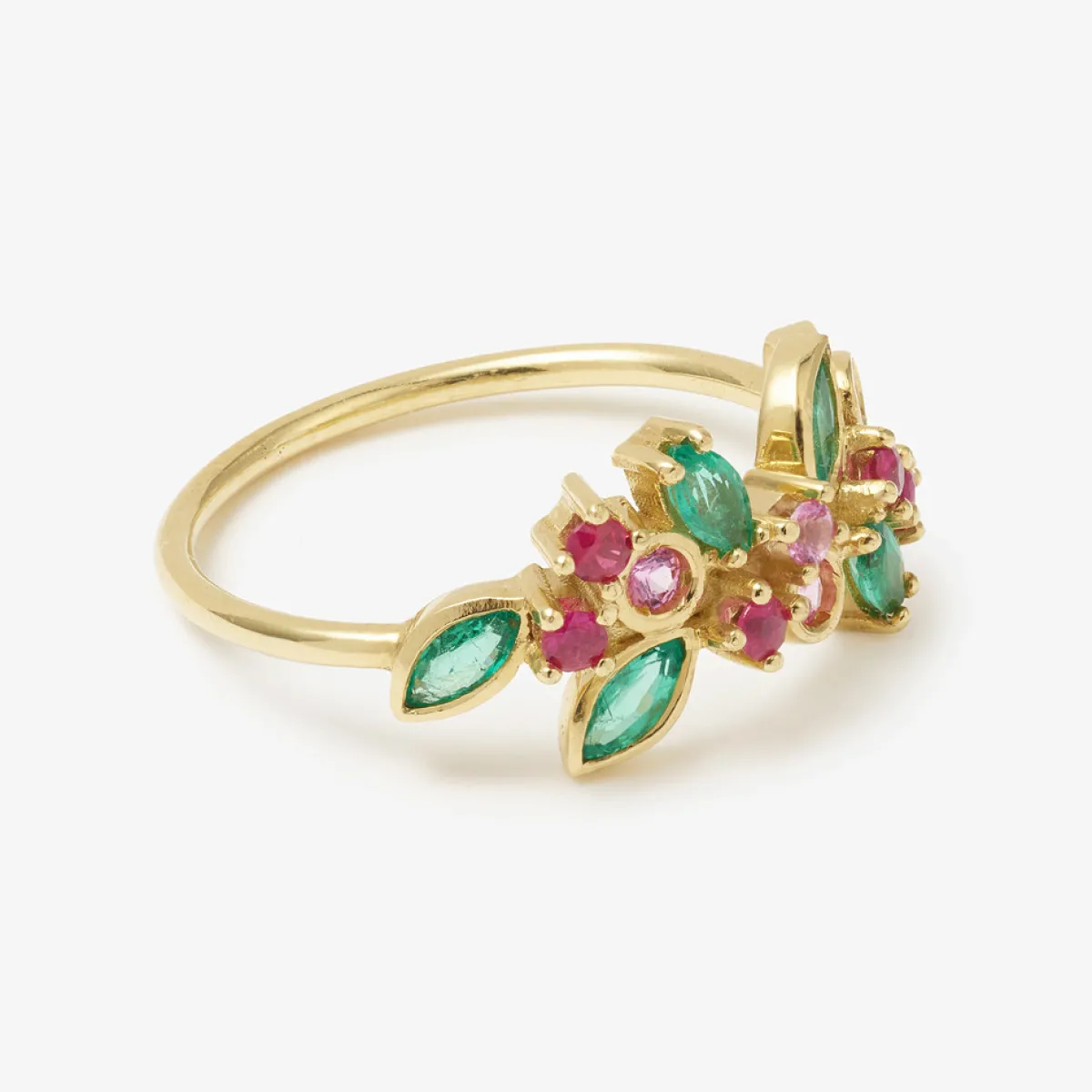 Tomfoolery Camélia Emerald, Sapphire & Ruby Ring Discount
