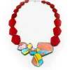 Tomfoolery Carli Brew Recycled Laminate Necklace in Red Outlet