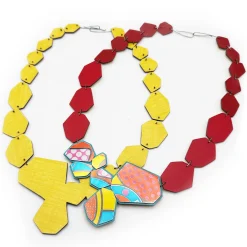 Tomfoolery Carli Brew Recycled Laminate Necklace in Red Outlet
