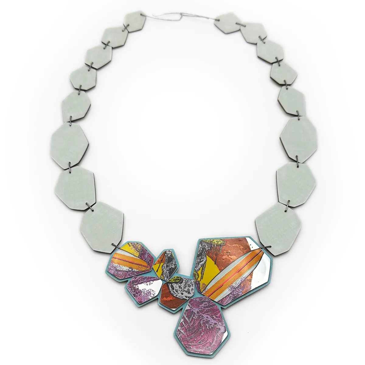 Tomfoolery Carli Brew Recycled Laminate Necklace in Surfboard Teal Fashion