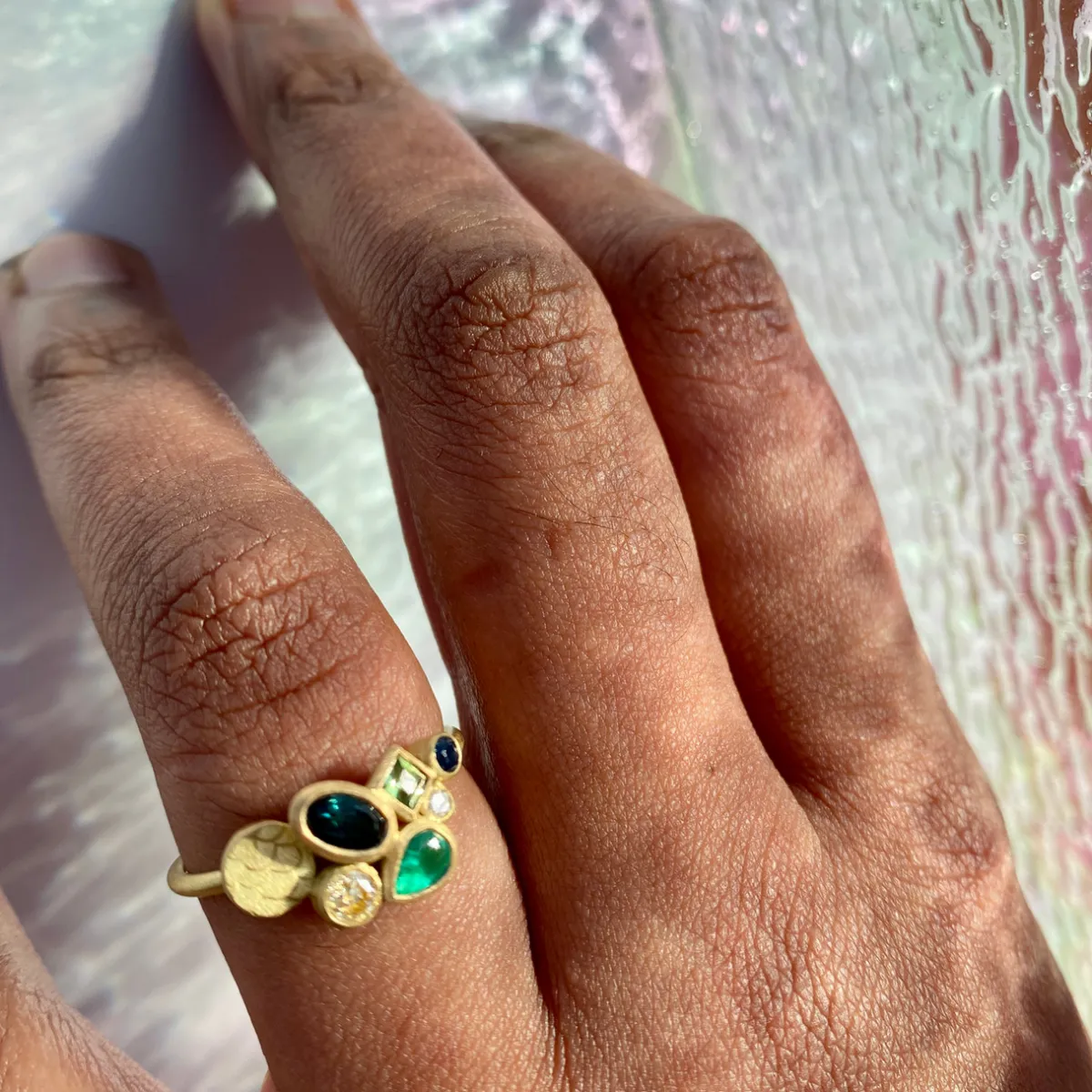 Tomfoolery Catkin Happenstance Emerald Plume Art Ring Outlet