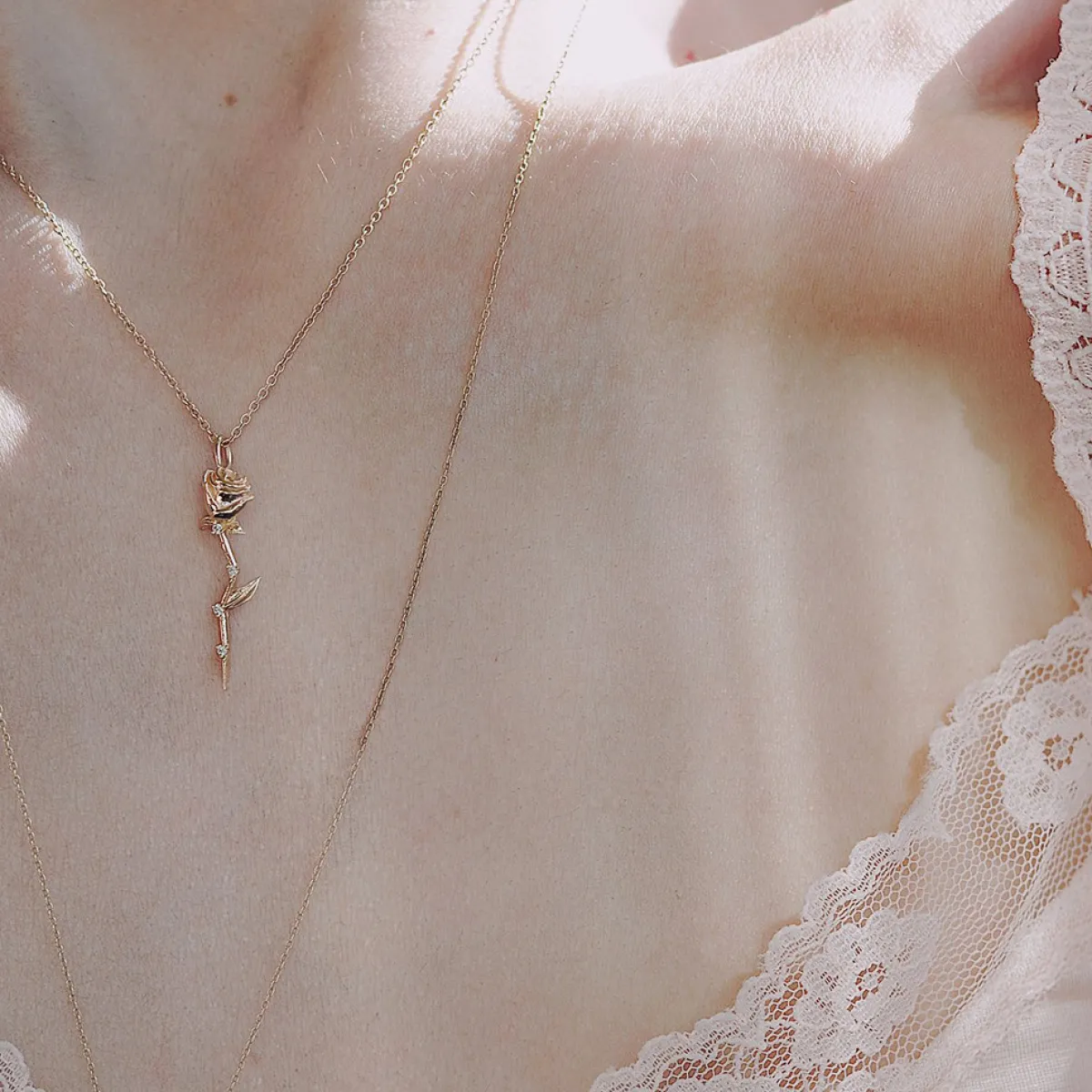 Tomfoolery Celestial Rose Necklace New