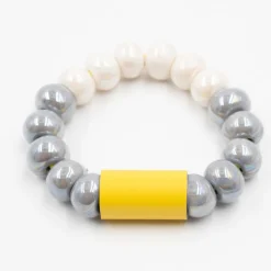 Tomfoolery Ceramic Beaded Bracelet Grey Discount