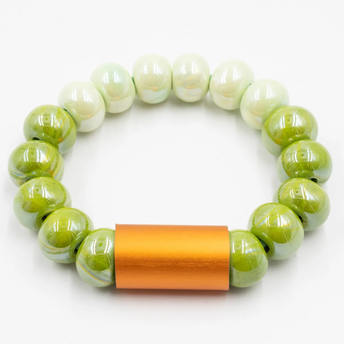 Tomfoolery Ceramic Beaded Bracelet Lime Green Clearance