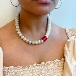 Tomfoolery Ceramic Beaded Necklace Neutral Best