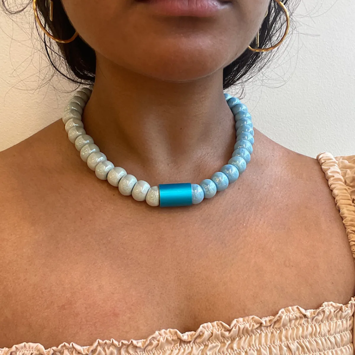 Tomfoolery Ceramic Beaded Necklace Sky Blue Best
