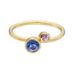 Tomfoolery Ceylon Blue & Pink Sapphire Duo Ring Outlet