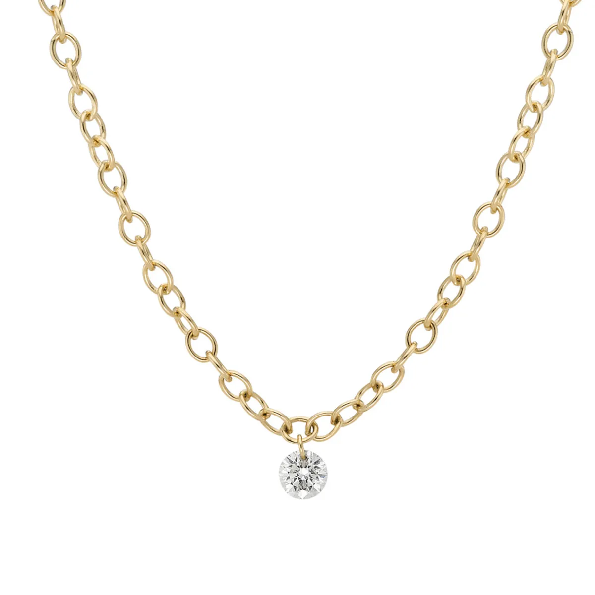 Tomfoolery Chain Link Floating Diamond Pendant Fashion