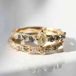 Tomfoolery Champagne Diamond & Blue Sapphire Fae Ring Best