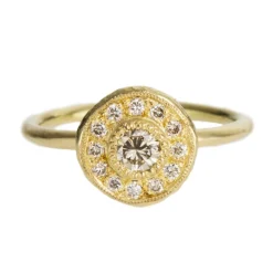Tomfoolery Champagne Diamond & 18ct Yellow Gold Cluster Ring Discount