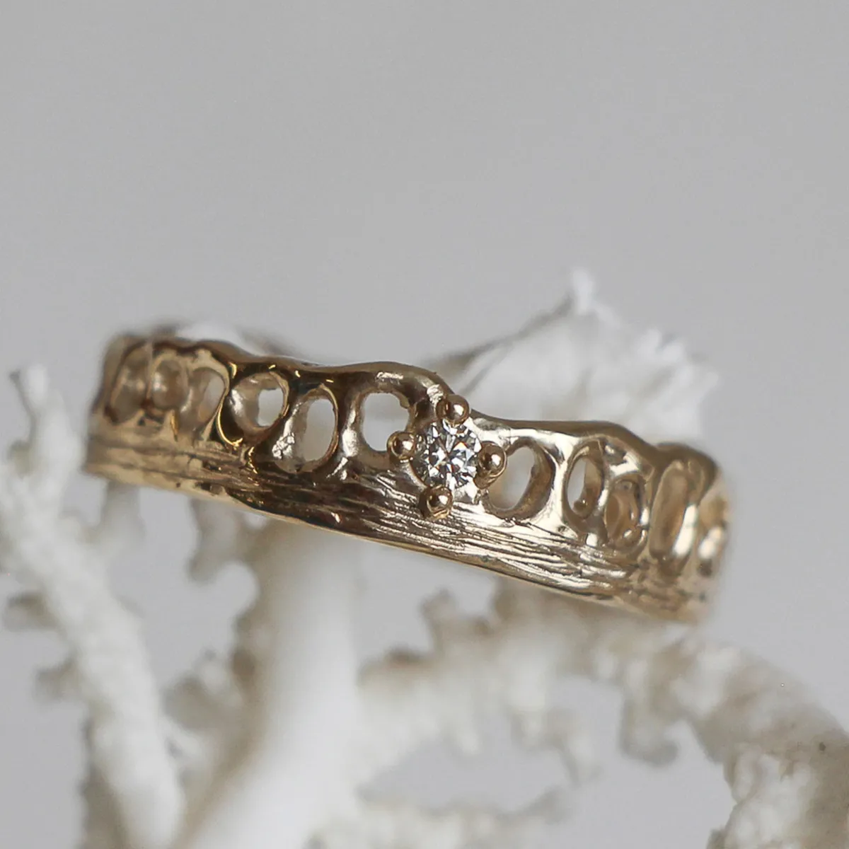 Tomfoolery Champagne Diamond Coral Ring Outlet