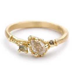 Tomfoolery Champagne Diamond Solitaire Ring with Beaded Setting Online
