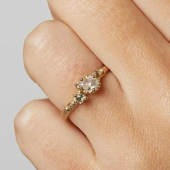 Tomfoolery Champagne Diamond Solitaire Ring with Beaded Setting Online