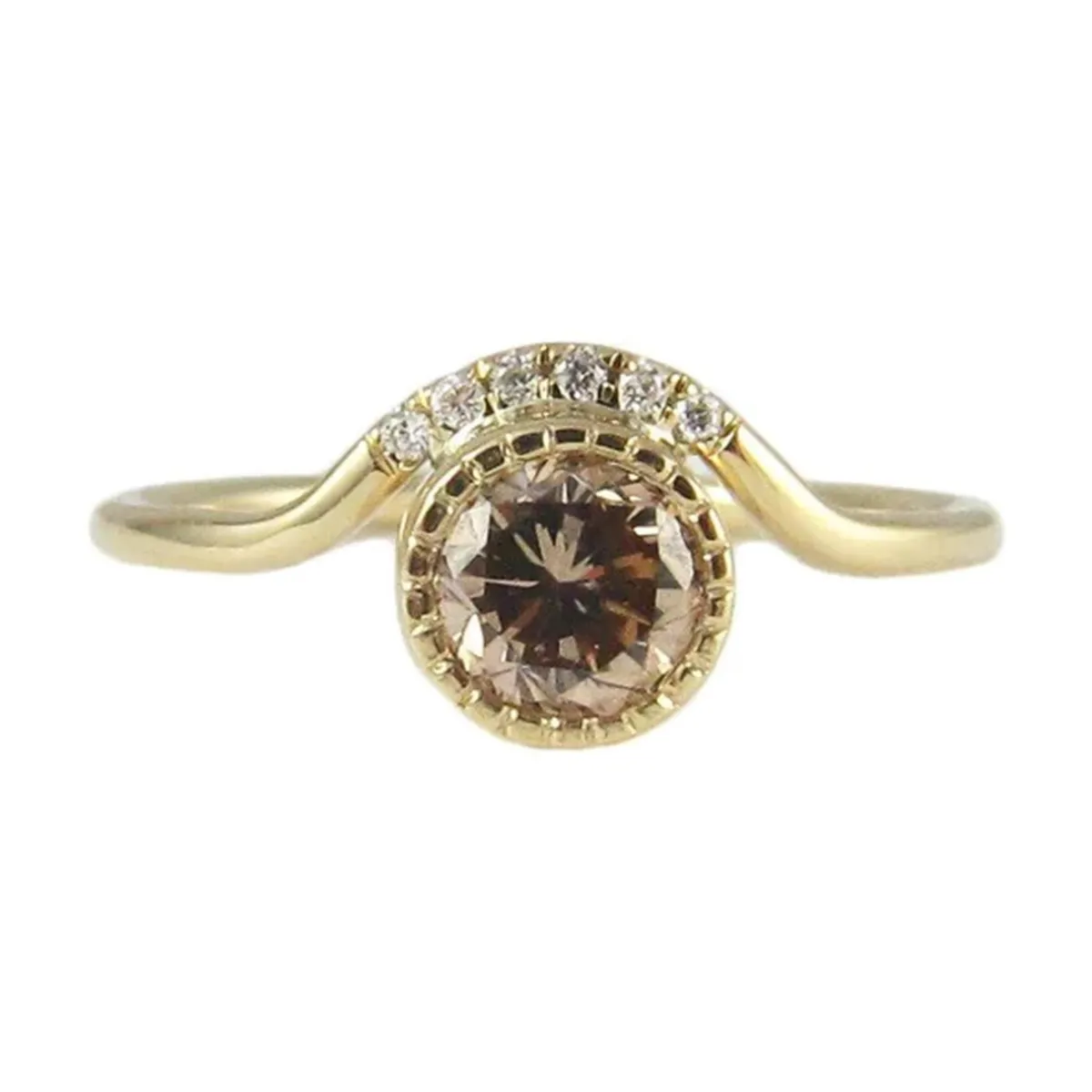 Tomfoolery Champagne Diamond Wave Ring Outlet