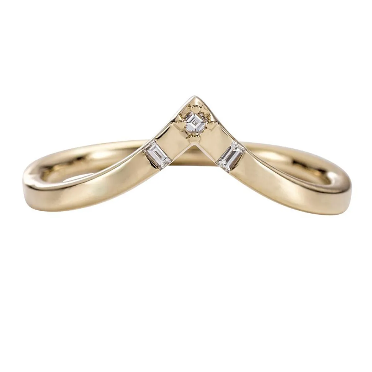 Tomfoolery Chevron Wedding Ring with Baguette and Carre Diamonds Fashion