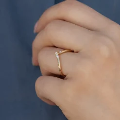 Tomfoolery Chevron Wedding Ring with Baguette and Carre Diamonds Fashion