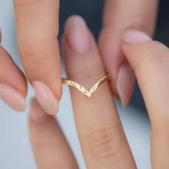 Tomfoolery Chevron Wedding Ring with Baguette and Carre Diamonds Fashion