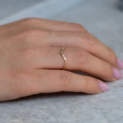 Tomfoolery Chevron Wedding Ring with Baguette Diamonds Outlet