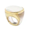 Tomfoolery Clara Resin Signet Ring in Pearl Hot