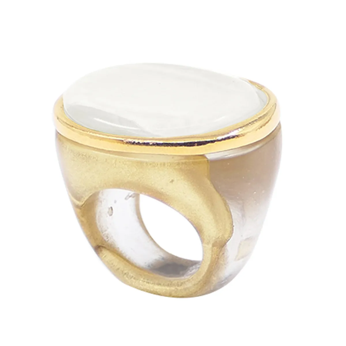 Tomfoolery Clara Resin Signet Ring in Pearl Hot