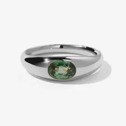 Tomfoolery Claude Signet Ring with Green Sapphire Clearance