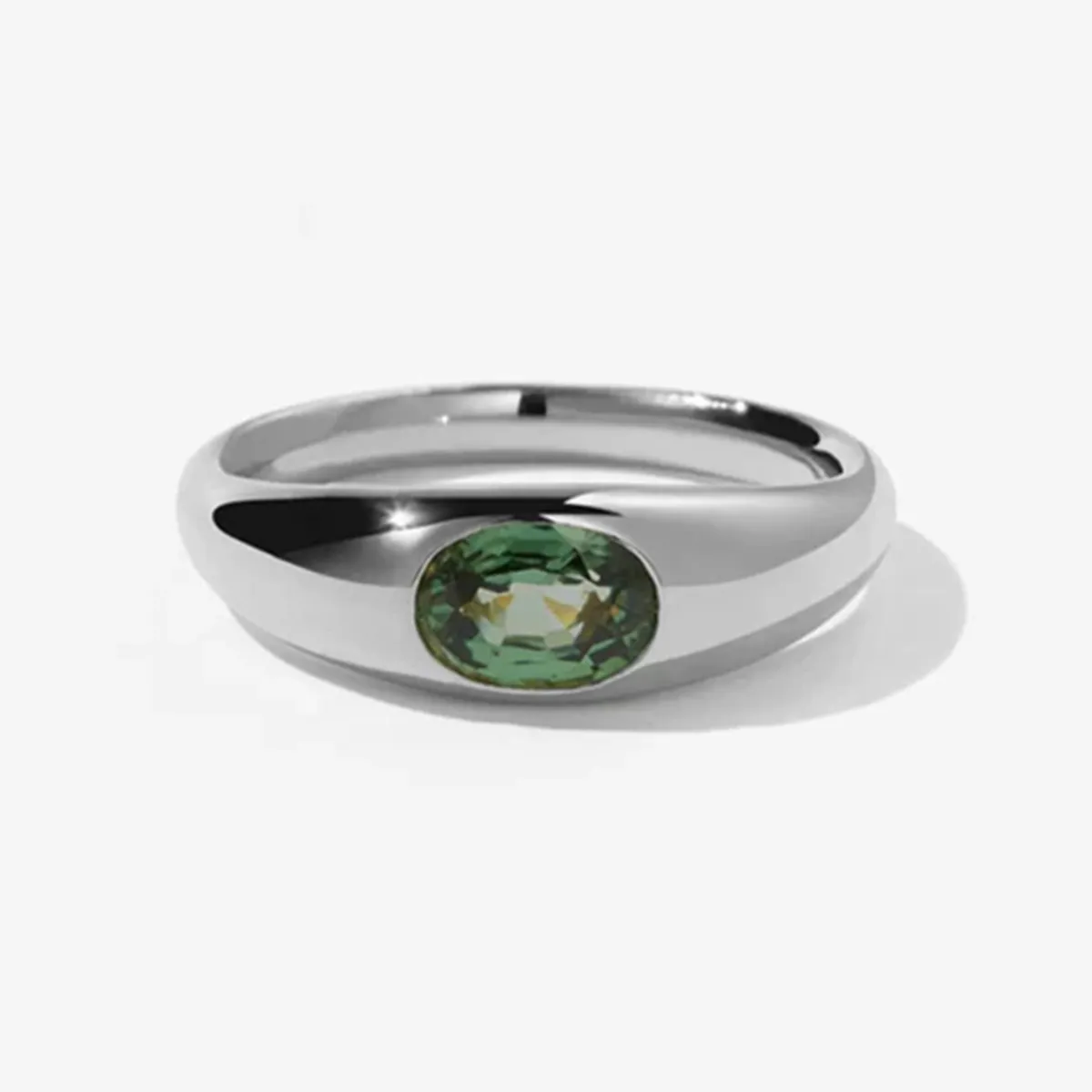 Tomfoolery Claude Signet Ring with Green Sapphire Clearance