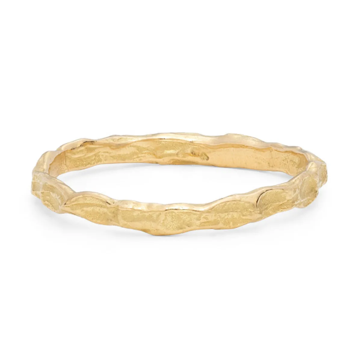 Tomfoolery Cockle Skinny Textured 18ct Yellow Gold Wedding Band Hot