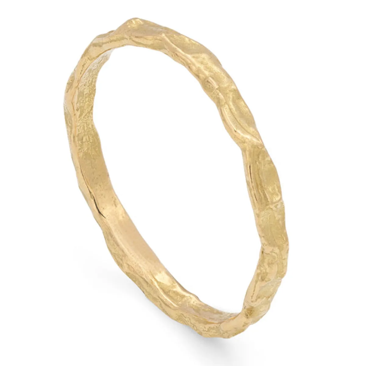 Tomfoolery Cockle Skinny Textured 18ct Yellow Gold Wedding Band Hot