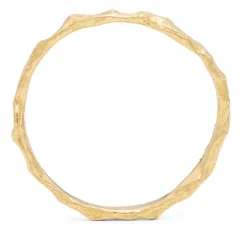 Tomfoolery Cockle Skinny Textured 18ct Yellow Gold Wedding Band Hot