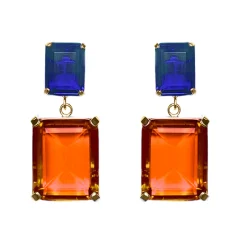Tomfoolery Colourblock Drop Earrings Sapphire & Citrine Hot