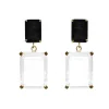 Tomfoolery Colourblock Drop Earrings Onyx & Clear Hot