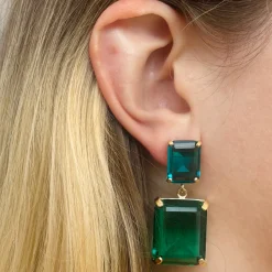 Tomfoolery Colourblock Drop Earrings Onyx & Clear Hot