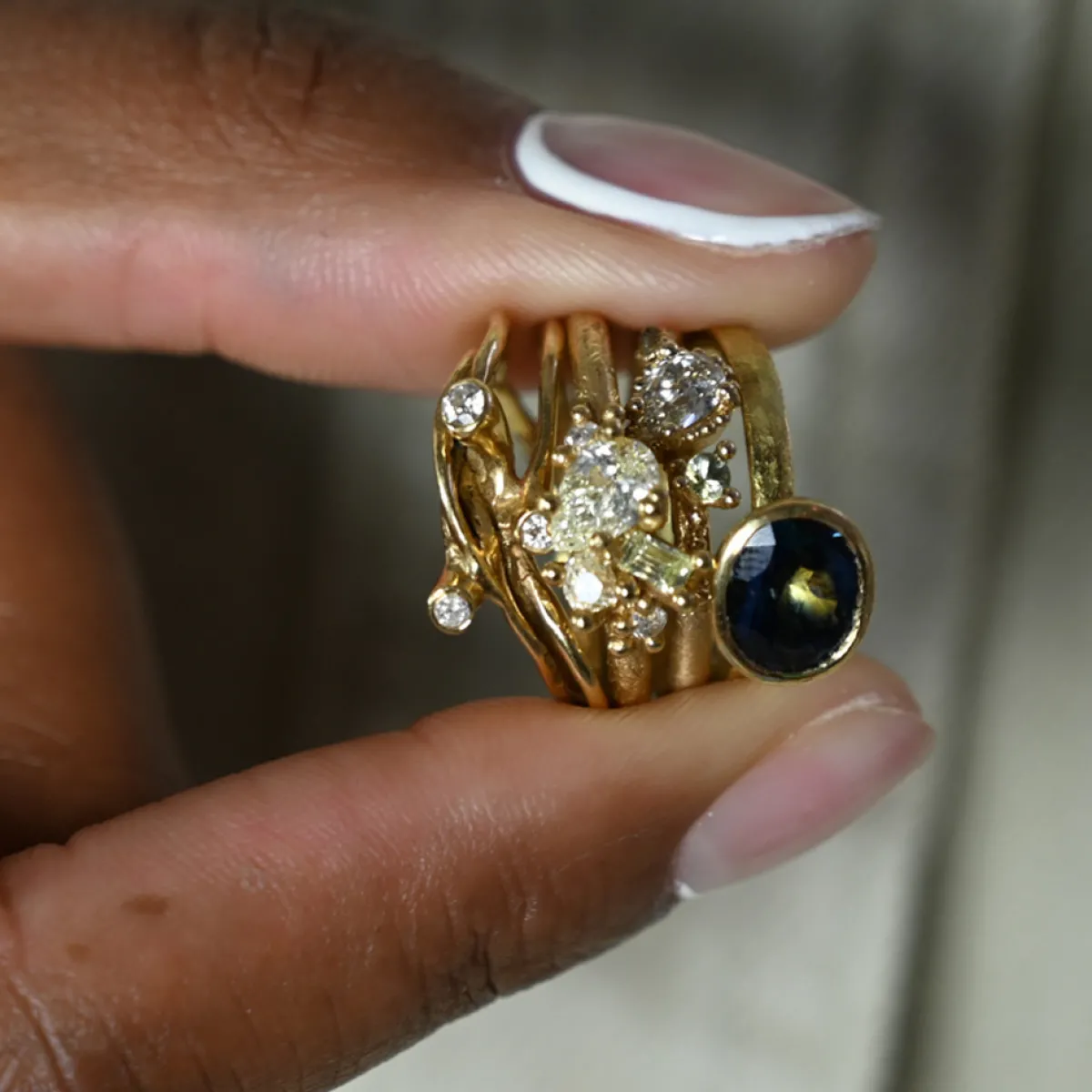 Tomfoolery Contrast Cut Diamond Cluster Ring Discount
