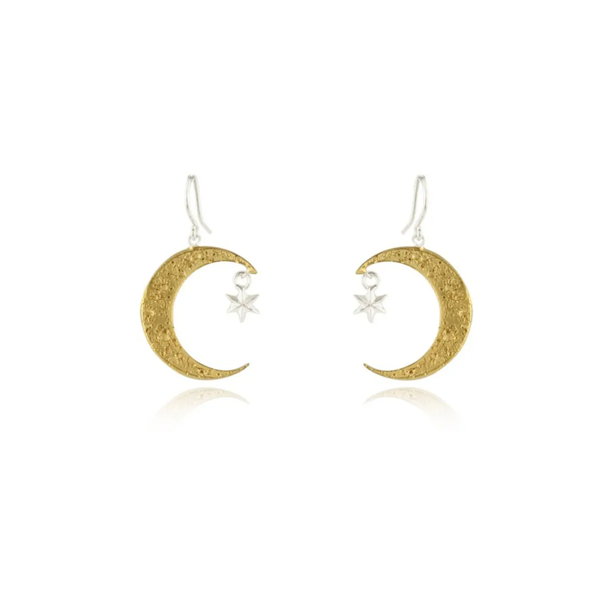 Tomfoolery Crescent Moon & Star Hook Earrings Fashion