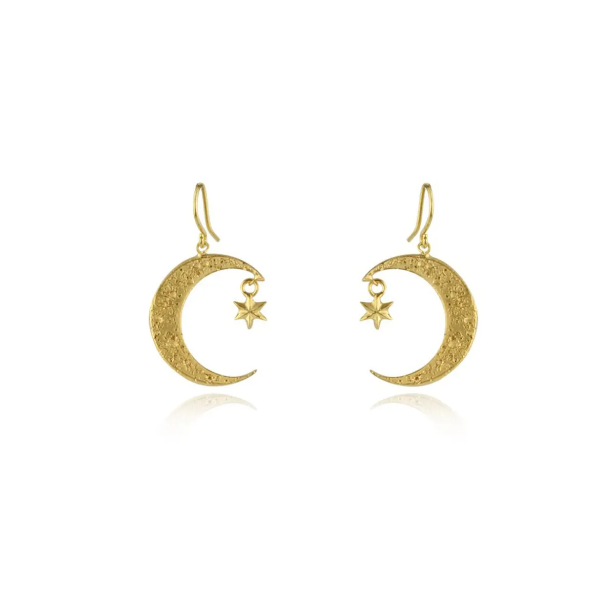 Tomfoolery Crescent Moon & Star Hook Earrings Fashion