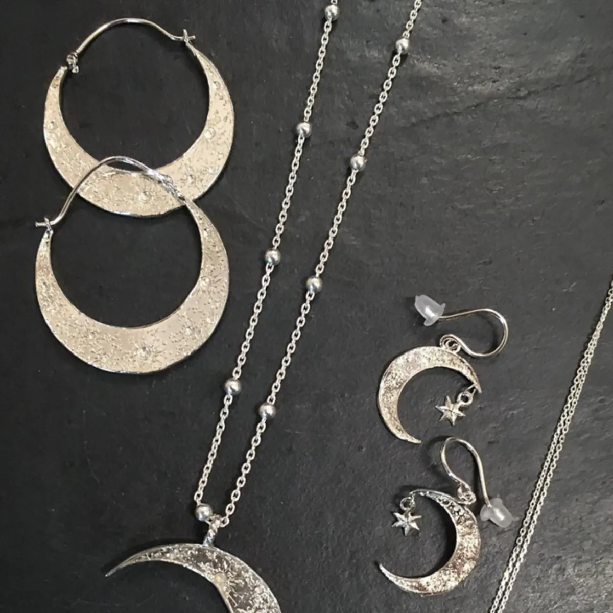 Tomfoolery Crescent Moon & Star Hook Earrings Fashion
