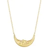 Tomfoolery Crescent Moonface Necklace with Diamond Eyes Fashion