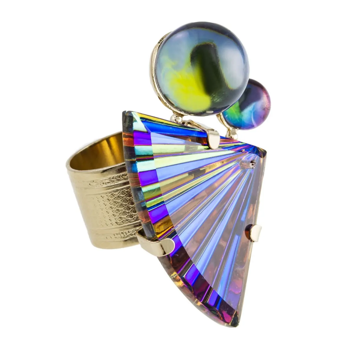 Tomfoolery Crystal Fan & Bubble Ring Fashion