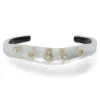 Tomfoolery Crystal Studded Lucite Cuff Bracelet Silver Clearance
