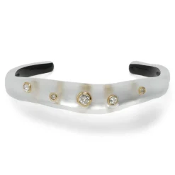 Tomfoolery Crystal Studded Lucite Cuff Bracelet Silver Clearance