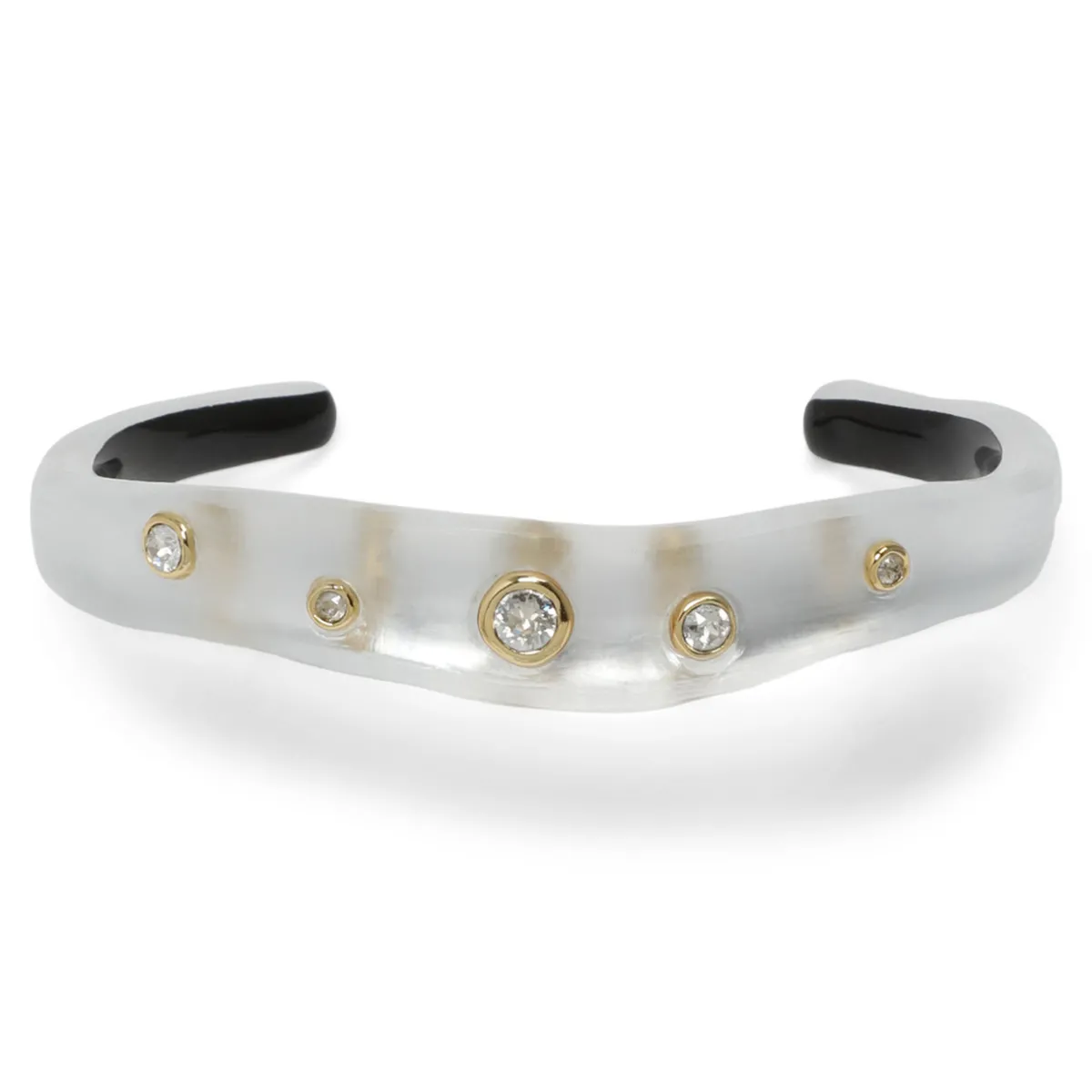 Tomfoolery Crystal Studded Lucite Cuff Bracelet Silver Clearance