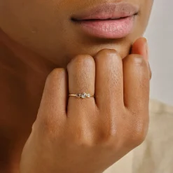 Tomfoolery 18ct Gold Three Round Rose Cut Diamond Ring Online