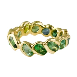 Tomfoolery 2.7ct Green Tourmaline Pluma Eternity Band in 18ct Yellow Gold Discount