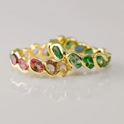 Tomfoolery 2.7ct Green Tourmaline Pluma Eternity Band in 18ct Yellow Gold Discount